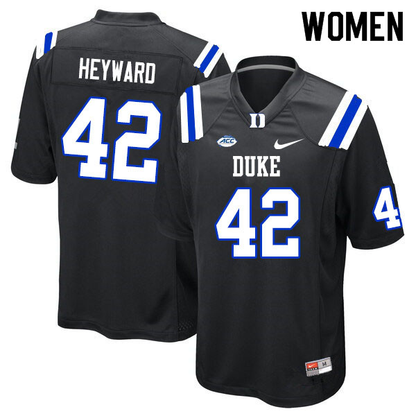 Women #42 Shaka Heyward Duke Blue Devils College Football Jerseys Sale-Black